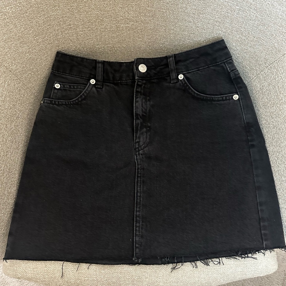 Topshop Black Denim Mini Skirt